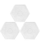 H&W 3PCS 5mm Hexagon Fuse Beads Boards, Large Clear Pegboards Kits, with Gift 4 Lroning Paper (WA...
