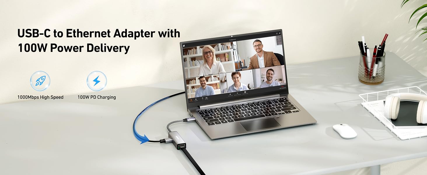 USB C to Ethernet + Power Delivery
