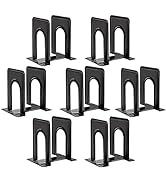 HappyHapi Book Ends Metal Bookends for Shelves,14 Pcs Book End to Hold Books Heavy Duty,Black Non...