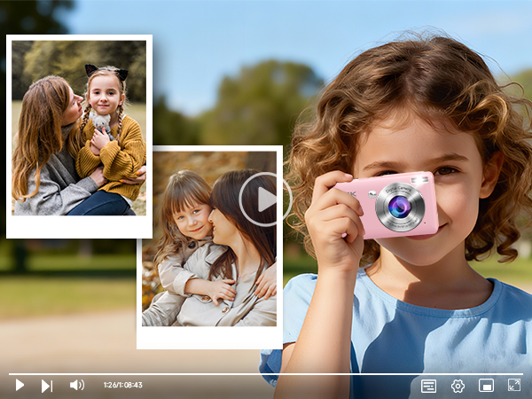 1080P FHD digital camera for kids,camera for teens,pink camera,best gifts for students/kids/girls