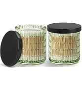 2 Pack Qtip Holder for Bathroom, Glass Apothecary Jars with Lids, Bathroom Canisters for Cotton B...