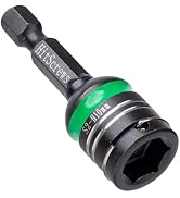 HitScrews 2 Inch Impact Nut Driver 10mm S2 Steel Hex Socket Bit | Non-Magnetic Spring Clip Nut Se...