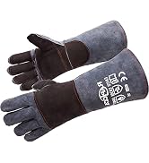 Fireplace Gloves Fire Heat Resistant: Dark-Grey 16IN 932? - Fireproof Leather for Fireplace Fire ...