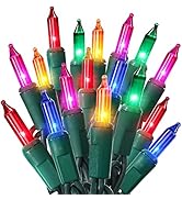 ODEETRONIC Multicolor Christmas Lights, 21.63ft 100 Count Incandescent holiday Lights Connectable...
