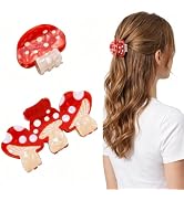 2 PCS Mushroom Hair Clips Cute Funny Hair Claw Clip for Women & Girls | Food Barrettes Creative H...