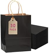 qiqee 30-Packs Black Gift Bags with Handles Bulk 10.8