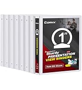 Comix Sturdy 1 inch 3 Ring Binder, Standard 1" View Binders for 200 Sheets of US Letter Size Pape...
