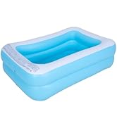 Inflatable Swimming Pool for Kids Outdoor Ground Rectangular Kiddie Pool (Max 43x34.5x13 Inch)