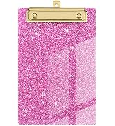 Piasoenc Acrylic Small Clipboard, Fashion Glitter Clipboard, A5 Clipboards with Low Profile Gold ...