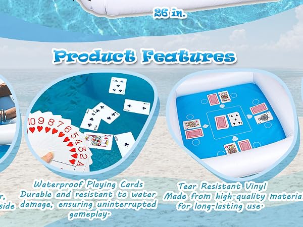 Inflatable Game Table with Waterproof Playing Cards,