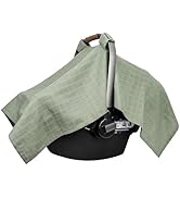 100% Organic Cotton Muslin Car Seat Cover for Babies - Lightweight, Breathable Infant Car Seat Ca...