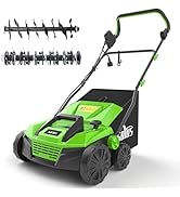 SOYUS 15-Inch 13-Amp Electric Dethatcher and Scarifier with 45L Removable Thath Collection Bag, C...