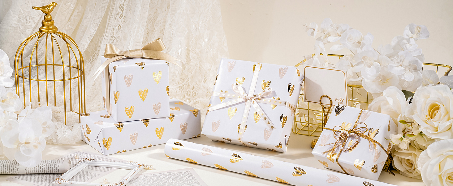 WRAPAHOLIC Foil Hearts Wrapping Paper