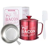 Tellshun 44oz/ 1.3L Bacon Grease Saver Container with Strainer Catcher Stainless Steel Cooking Oi...
