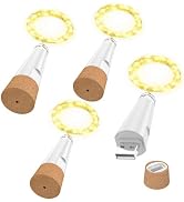 OUSMIN String Lights, USB Rechargeable Wine Bottle Lights with Cork, 2024 Version USB Fairy Light...