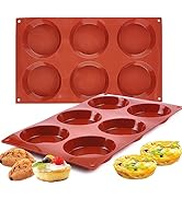 JOERSH 2-PK Silicone Egg Molds Non-Stick 3" Round Muffin Top Baking Pans, Egg Molds for Breakfast...