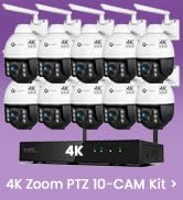 xmartO 4K 8MP Heavy-Duty 5X Zoom Security Camera System Bundle, 10-Channel WiFi 6 NVR & 10 PTZ Ca...