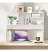 AQQHSAIN Desktop Bookshelf Wooden Desktop Hutch Storage Organizer Multipurpose Tabletop Display R...