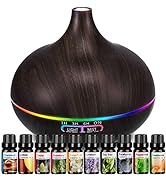 Aromatherapy Essential Oil Diffuser Set - 550ML Ultrasonic Humidifier for Large Rooms - Vaporizer...