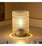 Battery Operated Table Lamp,Cordless Small Glass Accent Lamp with 6-Hour Timer (6H On/18H Off),Wa...
