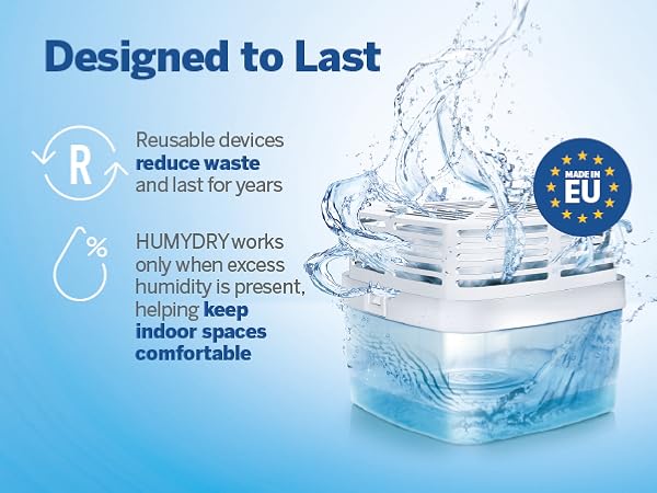 HUMYDRY works only when excess humidity is present, helping keep indoor spaces comfortable