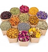 Sukh 14 Bags Dried Herbs Kit - Dried Flower Botanicals Bulk for DIY Crafts | Dry Flowers Herbal C...