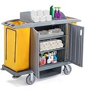 TUFFIOM Industrial Multifunctional Locking Hotel Cart, Commercial Traditional Cleaning Janitorial...