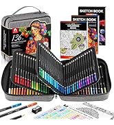 136 PCS Colored Pencils Set for Adult Coloring Books, 120 Colored Pencils with Sketchbook, Colori...
