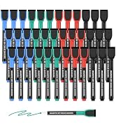 SUQJOY Magnetic Dry Erase Markers with Eraser Caps, 1-2mm Bullet Tip, Low Odor Quick Dry Ink, 4 C...