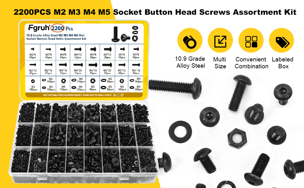 metric m2 m3 m4 m5 button head screw assortment