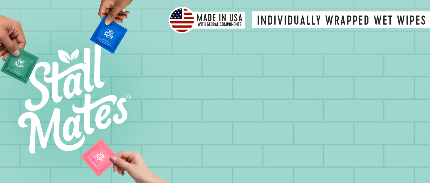 Stall Mates Individually Wrapped Wet Wipes Made in the USA with Global Components