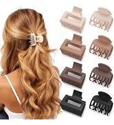 Oeusnael 8 Pcs Medium Hair Clips for Women Girls - 2 Styles Rectangle and Double Row Teeth Small ...
