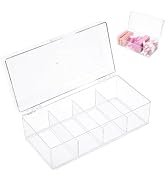 BQAN Clear Acrylic Nail Tool Box 4 Compartment Desktop Nail Organizer | With Lid | Sturdy & Durab...