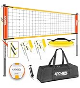 32FT Portable Volleyball Net System for Backyard - Adjustable Height Beach & Grass Court Sand-Res...