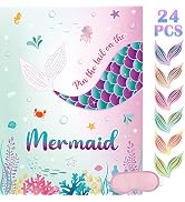 WERNNSAI Pin The Tail on The Mermaid Game - Mermaid Party Decorations Kids Birthday Party Games 2...