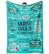 Craftique Nurse Gifts for Women Men- Soft Nurse Blanket with Nurse Daily Affirmations- LPN RN Gif...