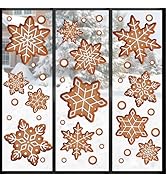 Ivenf Christmas Decorations Window Clings: 8 Sheets Extra Large Gingerbread Icing Snowflakes Wind...