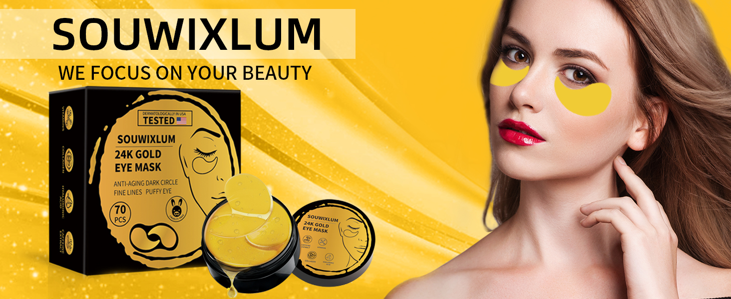 24K Gold Eye Masks for Dark Circles and Puffiness Under Eye Patches for Puffy Eyes Treatment Pads