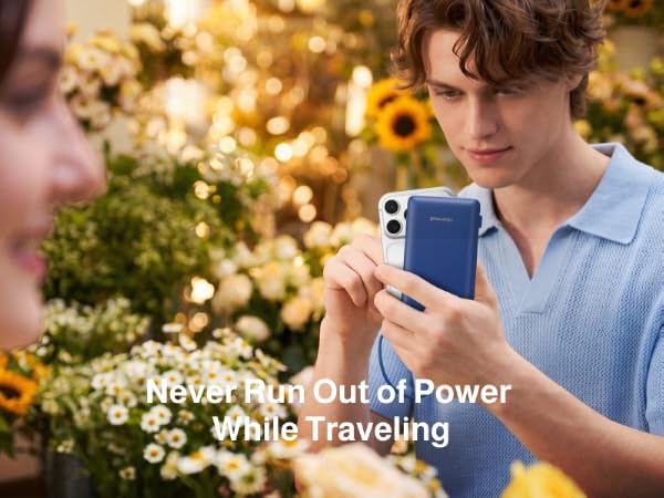 Portable Charger with AC Plug and Built-in Cables