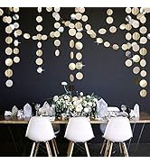 5Pcs Glitter Champagne Gold Paper Circle Dots Garland Banners Streamers Hanging Bunting Ornament ...