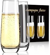 FrutPunch Champagne Glasses, Stemless Champagne Flutes Set of 2, 8OZ Champagne Flutes, Crystal Gl...