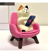 Eysinyge Miniature Cat Figurine, Pink Chair Desk Decor, Home Office Decor, Funny Gifts for Cat Lo...