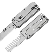 ainhue TC347 2-in-1 Titanium Handle Carrot Utility Knife, Hair Beared Comb, Retractable Box Cardb...