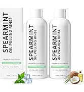 2Pcs Spearmint Oil Pulling Rinse, Cold-Pressed Coconut Oil for Whitening Teeth, Powerful Organic ...