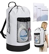 WELIDAY Laundry Bag Backpack with 3 Sizes Mesh Wash Bags and Shoulder Straps Foldable Clothes Ham...