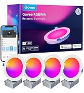 Govee Smart Recessed Lighting 4 Inch, Wi-Fi Bluetooth Direct Connect RGBWW LED Downlight, 65 Scen...