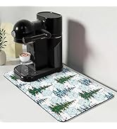 Bloss Coffee Bar Mat, Christmas 12"x19" Absorbent Bar Mat with Waterproof Rubber Back, Fit Under ...