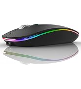 Uiosmuph LED Wireless Mouse, G12 Slim Rechargeable Silent Mouse, 2.4G Portable USB Optical Comput...