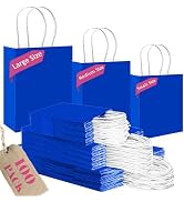 qiqee 100PCS Gift Bag with Handles Bulk Diamond Blue Paper Bags Assorted Sizes(33 Large 13",33 Me...