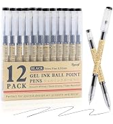 RIANCY Japanese Style Black Gel Ink Pens, 0.35mm Extra Fine Point, No Smudge Quick Drying, Japane...